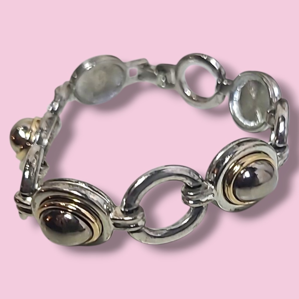 Vintage‎ LCI Liz Claiborne Two-tone Silver & Gold Link Bracelet 7"